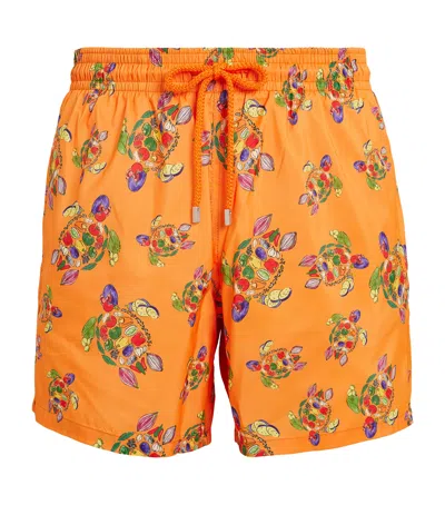 Vilebrequin Mahina Ratatouille-turtle Swim Shorts In Orange