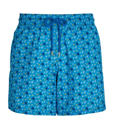 Vilebrequin Foldable Turtle Print Swim Shorts In Bleu Hawai