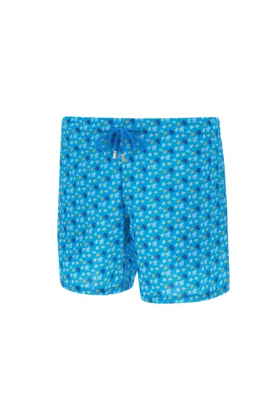 Vilebrequin Foldable Turtle Print Swim Shorts In Bleu Hawai