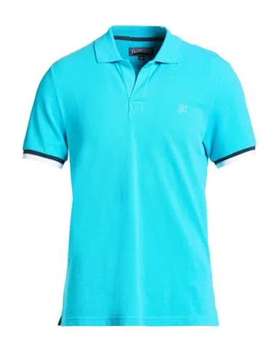 Vilebrequin Man Polo Shirt Turquoise Size M Cotton In Blue