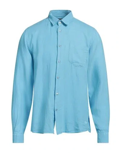 Vilebrequin Man Shirt Azure Size M Linen In Blue