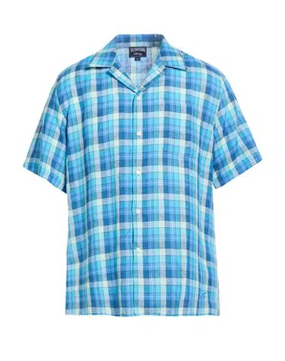 Vilebrequin Man Shirt Azure Size Xl Linen In Blue