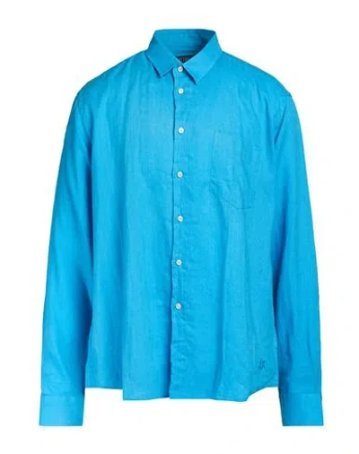Vilebrequin Man Shirt Azure Size Xxl Linen In Blue
