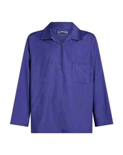 Vilebrequin Man Shirt Blue Size L Virgin Wool In Purple