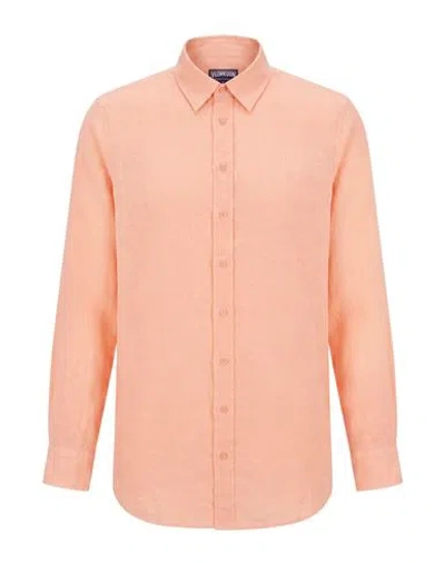 Vilebrequin Man Shirt Salmon Pink Size Xxs Linen In Orange