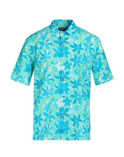 Vilebrequin Man Shirt Turquoise Size M Cotton, Linen In Multi