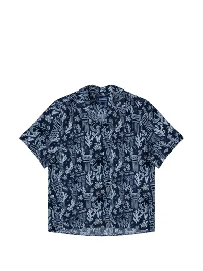 Vilebrequin Marine-print Linen Shirt In Blue