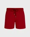 Vilebrequin Men Long Swim Shorts Water-reactive Ronde Des Tortues In Red