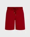 Vilebrequin Men Long Swim Shorts Water-reactive Ronde Des Tortues In Red