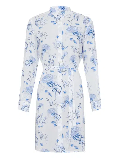 Vilebrequin Medusa And Shells Midi Shirt In White
