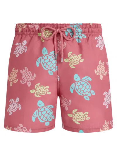 Vilebrequin Men's All Over Turtle Print Swim Shorts In Pink