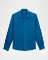Vilebrequin Caroubis Linen Shirt In Blue