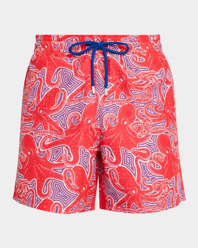 Vilebrequin Moorea Hypnoptocus Print Swim Shorts In Red