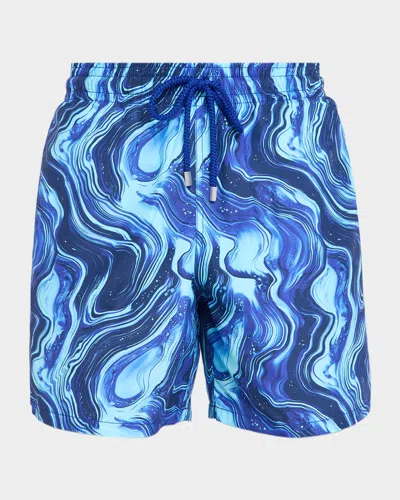 Vilebrequin Drawstring Patterned Swim Shorts In Blue