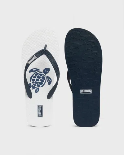 Vilebrequin Men Beach Flip Flops Turtle In White
