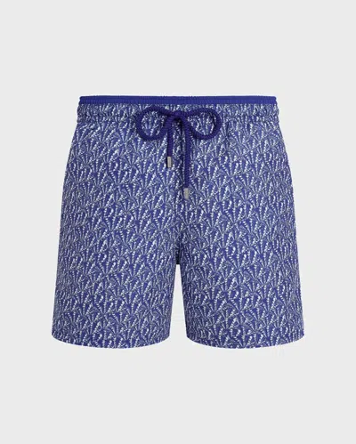 Vilebrequin Men Bicolor Swim Shorts Graphic Shells In Blue