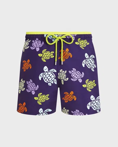 Vilebrequin Men Bicolor Swim Shorts Tortues Multicolores In Blue