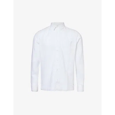 Vilebrequin Mens Blanc Caroubis Logo-embroidered Linen Shirt