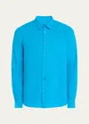 Vilebrequin Men's Caroubis Solid Linen Sport Shirt In Chive