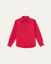 Vilebrequin Linen Solid Classic Fit Shirt In Jasberry
