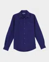 Vilebrequin Solid Linen Shirt In Late Night