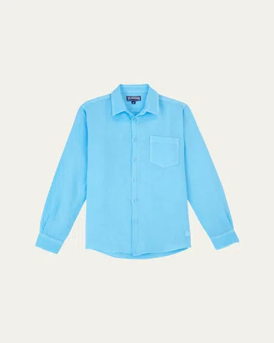 Vilebrequin Men's Caroubis Solid Linen Sport Shirt In Santorin B