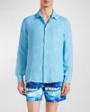 VILEBREQUIN MEN'S CAROUBIS SOLID LINEN SPORT SHIRT