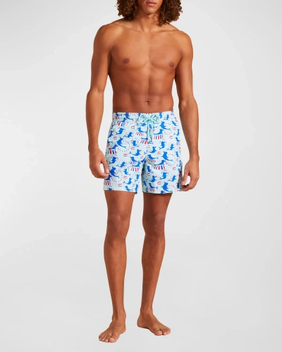 Vilebrequin Men's Circus Print Swim Trunks In Antigua