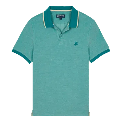 Vilebrequin Men Cotton Changing Color Pique Polo Shirt Emerald Green In Blue