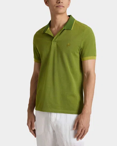 Vilebrequin Men Cotton Polo Shirt Solid Militare