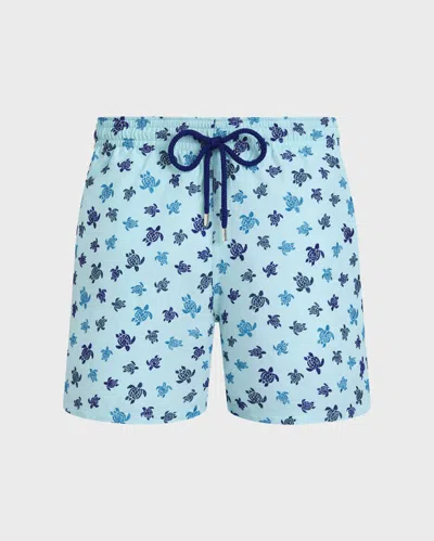 Vilebrequin Men Embroidered Swim Shorts Micro Ronde Des Tortues In Blue