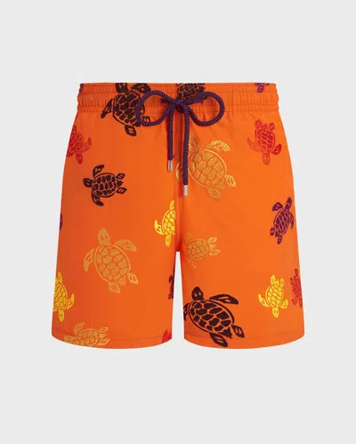 Vilebrequin Ronde Des Tortues Badeshorts Mit Stickerei Für Herren In Orange