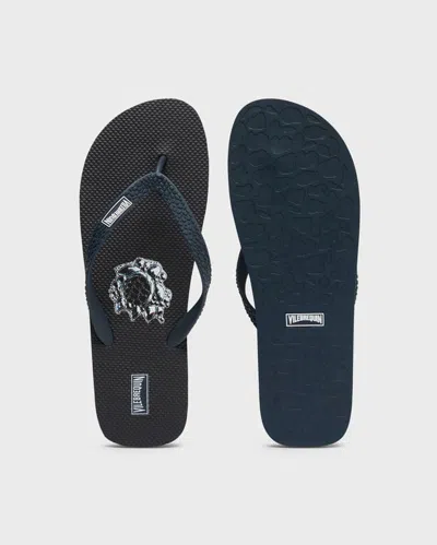 Vilebrequin Men Flip Flops Bubbles Turtles 3d In Black