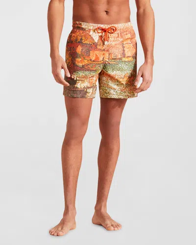 Vilebrequin Men's Impressionist Swim Trunks In Brick