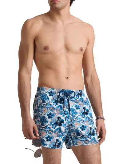Vilebrequin Moorise Straight-leg Mid-length Printed Recycled Swim Shorts In Blue