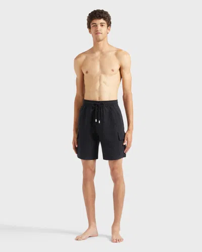 Vilebrequin Men Linen Bermuda Short Cargo Pockets Black