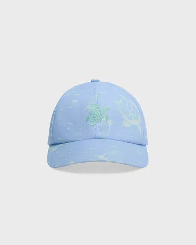 Vilebrequin Men Linen Cap Bubbles Turtles 3d In Blue