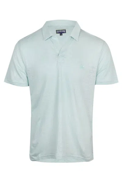 Vilebrequin Men Linen Jersey Polo Shirt Pacific In White