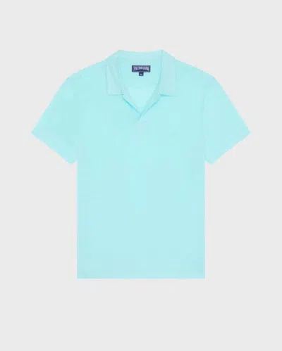 Vilebrequin Men Linen Jersey Polo Shirt Solid In Blue
