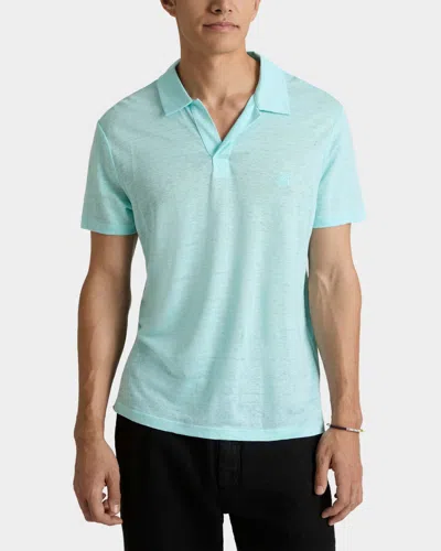 Vilebrequin Men Linen Jersey Polo Shirt Solid Oxygene In Blue