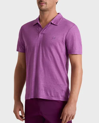 Vilebrequin Men Linen Jersey Polo Shirt Solid Purple