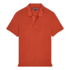 Vilebrequin Men Linen Jersey Polo Shirt Solid Red In Orange