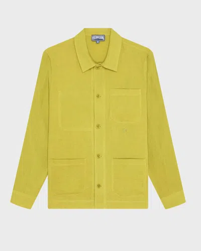 Vilebrequin Men Linen Overshirt Solid In Green