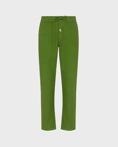 Vilebrequin Men Linen Pants Regular Fit Solid In Green