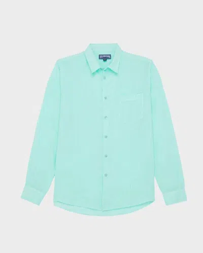 Vilebrequin Men Linen Shirt Solid In Green