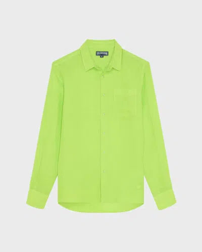 Vilebrequin Men Linen Shirt Solid In Green