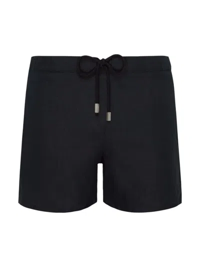 Vilebrequin Men's Linen Swim Shorts In Black