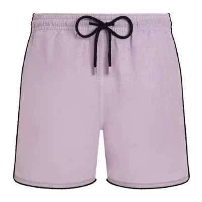 Vilebrequin Men Linen Swim Shorts Solid In Purple
