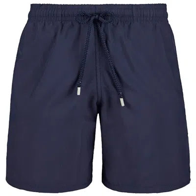Vilebrequin Men Long Swim Shorts Solid Navy Blue