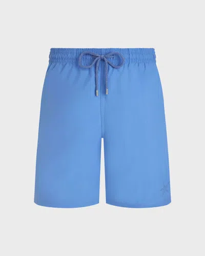 Vilebrequin Mit Wasser Reagierende, Lange Starlettes Badeshorts Für Herren In Blau